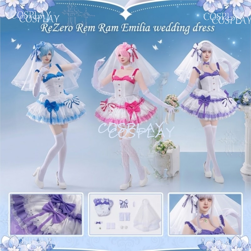 Japanese Lifestyle Game - Vestido de Casamento Cosplay Estilo Rem